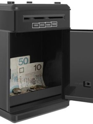 Elektronische Spaarpot Kluis - Kindersafe met PIN-code - Geluid & Licht - Voor Munten en Biljetten - Leerzaam Speelgoed - kinderspaarpot - kind atm - Zwart - Afbeelding 4