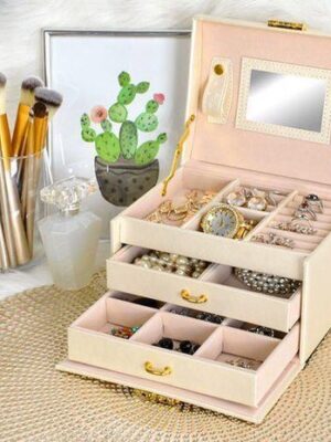 Luxe Sieradendoos 20 Compartimenten - Chique Sieradenbox voor Juwelen - Sieraden - Oorbellen - Ketting - Juwelendoos - Organizer - Sieraden doosje Meisje - Beige - Afbeelding 5