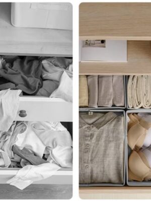 Lade Organizer Set – 6-delig – Opbergvakken ondergoed sokken – Voor Ondergoed, Sokken en Accessoires – Opvouwbaar – Organizer kledingkast – Opvouwbare opbergbox kleding – Grijs - Afbeelding 3