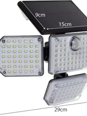 Solar Buitenlamp met Bewegingssensor - Wandlamp met Sensor - Zonne-energie - 180 LED's - IP65 - Zwart - Buitenverlichting - Tuinlamp - Afbeelding 3