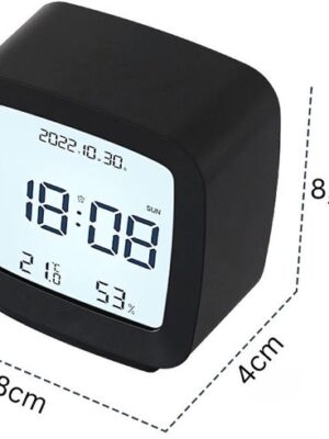 Wekker met LCD Display - Alarmklok met Snooze Functie - Wekker met Temperatuur - Wekker met Luchtvochtigheidsmeter - Multifunctionele Digitale Klok met Datum - Modern Design - Zwart - Afbeelding 5