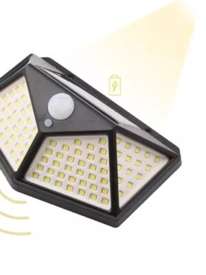 Solar Lamp Buiten - 100 LED Wandlamp met Bewegingssensor - Zonne-energie - 100 LED's - IP65 - Zwart - 3 Lichtstanden - 600 lm - 2 Stuks - Afbeelding 8