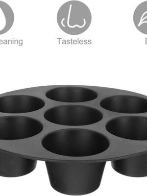 2x Muffinvorm siliconen - Airfryer muffin vorm - 7 vaks bakvorm - Cupcake vormpjes herbruikbaar - Silicone bakvorm rond - 20 Cm - 2 Stuks - Muffin tray airfryer - Gezond bakken - zonder boter - Grijs - Afbeelding 5