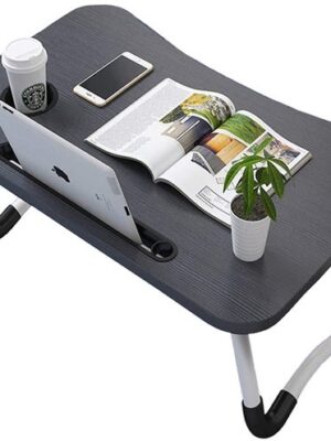 Opvouwbare Laptoptafel – Laptopbureau voor Bed & Bank – Met Tablet- en Bekerhouder – 60 × 40 × 28 cm - Afbeelding 6