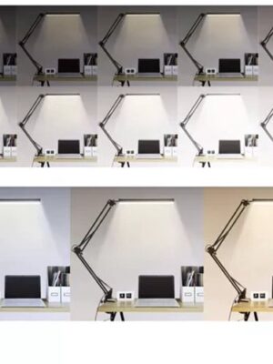 2-in-1 LED USB Bureaulamp met Klem en Standaard - LED bureaulamp verstelbaar 3 Lichtkleuren – 10 Helderheidsniveaus - Verstelbaar & Buigbaar - Energiezuinige usb lamp - Zwart - Afbeelding 6