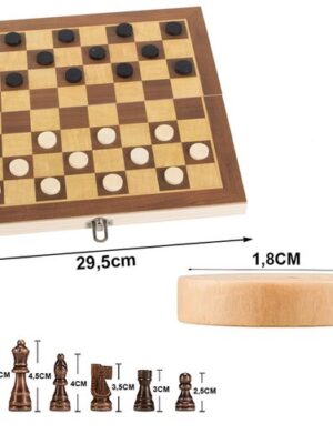 Schaakset 3 in 1 - Dambord (8x8) - Backgommen - Schaakbord - Met Schaakstukken - Opklapbaar - Schaakspel - Schaakset - 29,5x29,5 cm - Afbeelding 11