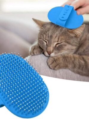 Dierenborstel voor Honden en Katten - Hondenborstel - Kattenborstel - Vachtverzorging hond - Massageborstel huisdier Zachte Massagekam - Anti-Haaruitval - zachte kam hond kat - Blauw - Afbeelding 6