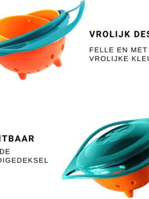 Borvat® |Anti knoei bakje - 360 graden - Baby Kom - Anti mors - Baby Servies - Eetbakje Kind - Geel en groen - Afbeelding 3