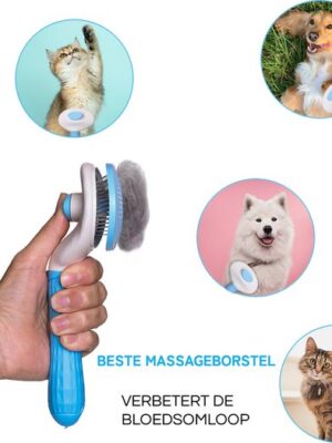 Lorell Pet Company Kattenborstel/Hondenborstel - Borstel voor langharig/kortharig -Hondenhaar en Kattenhaar Verwijderaar - Blauw - Afbeelding 5
