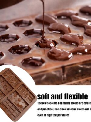 Chocoladevorm siliconen - Siliconen reepvorm - Zelf chocolade maken - Bakvorm chocolade - Chocoladereep mal - Flexibele bakvorm - 6 Unieke Reepvormen - 2 Stuks - Afbeelding 5