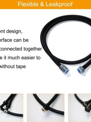 Universele Doucheslang 1,35 m – Flexibel – Anti-Knik – 360° Draaibaar – Zwart – Voor Douche & Huisdierenbad - Afbeelding 3