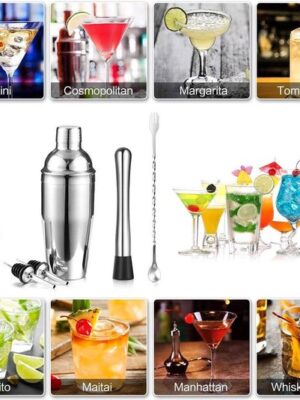 professionele Cocktail shaker set - 6 delig - Cocktailshaker - Cocktailset - Cocktailset voor thuis - RVS cocktail set - mixset voor drankjes - Afbeelding 4