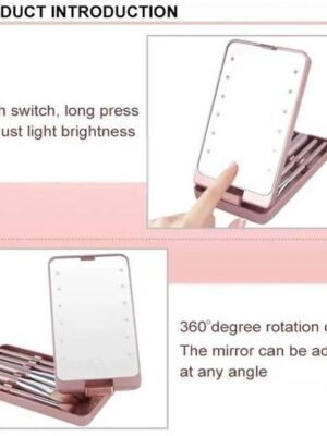 LED cosmeticaspiegel - Make-up spiegel - Reisspiegel - Opvouwbare spiegel - LED make-upspiegel - Draagbare spiegel -Oplaadbare spiegel - Verlichte spiegel - Zwart - Afbeelding 3