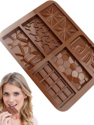Chocoladevorm siliconen - Siliconen reepvorm - Zelf chocolade maken - Bakvorm chocolade - Chocoladereep mal - Flexibele bakvorm - 6 Unieke Reepvormen - 2 Stuks - Afbeelding 4