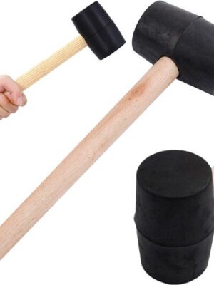 Houten rubber Hamer - Terugslagloze rubber straathamer - 25.5 centimeter - 220GRAM - Afbeelding 6