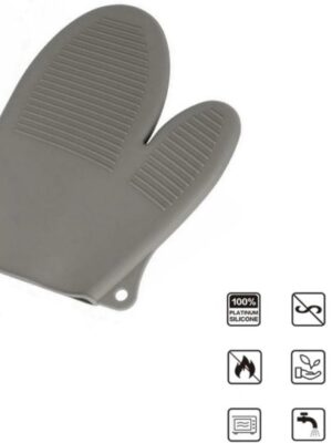 Pannenlap - Siliconen - Set van 2 stuks - Warmtebestendig - Hittebestendig - Ovenwanten - Ovenhandschoenen - Keuken - BBQ - Anti-verbrandingshandschoenen - antislip rubber - hoge temperatuur - anti-hete handschoenen - Grijs - Afbeelding 7
