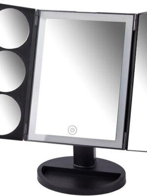 Verlichte make-up spiegel - LED cosmeticaspiegel - Spiegel met vergroting - Make-up spiegel zwart - Tafelspiegel met LED - Opvouwbare make-up spiegel - Spiegel met touch control - Make-up spiegel met USB - Zwart - Afbeelding 5
