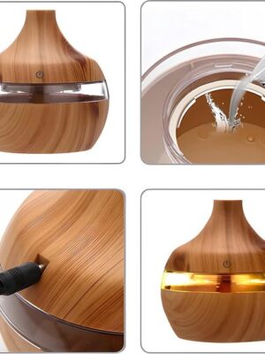 Aroma Diffuser 300 ml Ultrasone Luchtbevochtiger met LED Verlichting BPA-vrij Hout Wit - Afbeelding 4