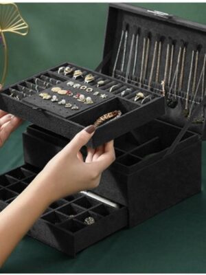 Luxe Sieradendoos met Slot - Sieraden kistje met slot - Sieraden organizer - Sieraden opbergbox - Elegant & Veilig - Cadeau Idee voor Vrouwen - Zwart - Afbeelding 5