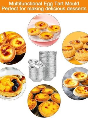 100 Stuks - Aluminiumfolie Taart Bakjes - Folie Cups - Ronde Taart Molds Voor Bakken - Mini Taart Pannen - Cake Vorm - Taartvorm - Aluminium Bak Schaal - Gebak Gereedschap - Zilver - Afbeelding 7