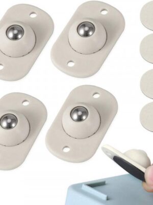 Universele zelfklevende zwenkwiel metalen wiel - 4 stuks -Zelfklevende roller - wielen voor onder meubel - wielen voor opbergbox - Afbeelding 5