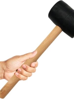 Rubberen hamer - 235 gr - Terugslagloze hamer - Houten steel hamer - Hamer 26 cm - Klusgereedschap bouw - Tegelhamer rubber - Duurzame handgereedschap - Afbeelding 5
