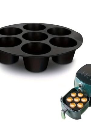 2x Muffinvorm siliconen - Airfryer muffin vorm - 7 vaks bakvorm - Cupcake vormpjes herbruikbaar - Silicone bakvorm rond - 20 Cm - 2 Stuks - Muffin tray airfryer - Gezond bakken - zonder boter - Grijs - Afbeelding 8