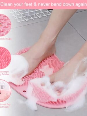 Voetborstel - Voetborstel douche - Antislip siliconen massagemat - Voetreiniging Massagemat - met antislip zuignappen - Rug- en voetenscrubber - Badmassagemat - Ophangbaar - Grijs - Afbeelding 5