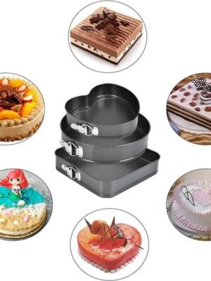 Springvorm Rond - Set van 3 stuks - Bakvormen - taartvorm - cakevorm - Rond - Maten: Ø 22/24/26 cm - Anti Aanbaklaag - Zwart - Afbeelding 6