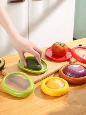 Vershouddozen met rekbaar deksel - luchtdicht - langdurige opslag van groente - citroen Saver - tomaat Saver - avocado Saver - Avocado Stretch Opslag - avocado-beschermer - Herbruikbare - set voor koelkast - 4 stuks - Afbeelding 4