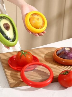 Vershouddozen met rekbaar deksel - luchtdicht - langdurige opslag van groente - citroen Saver - tomaat Saver - avocado Saver - Avocado Stretch Opslag - avocado-beschermer - Herbruikbare - set voor koelkast - 4 stuks - Afbeelding 5