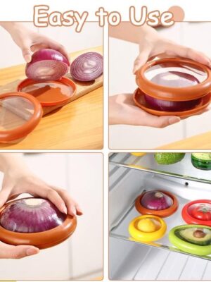 Vershouddozen met rekbaar deksel - luchtdicht - langdurige opslag van groente - citroen Saver - tomaat Saver - avocado Saver - Avocado Stretch Opslag - avocado-beschermer - Herbruikbare - set voor koelkast - 4 stuks - Afbeelding 8