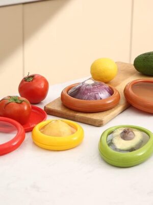 Vershouddozen met rekbaar deksel - luchtdicht - langdurige opslag van groente - citroen Saver - tomaat Saver - avocado Saver - Avocado Stretch Opslag - avocado-beschermer - Herbruikbare - set voor koelkast - 4 stuks - Afbeelding 11