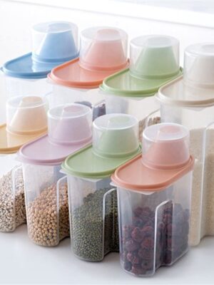 Luchtdichte voorraadbakken - Bewaardoos met deksel - Voorraaddoos - Voorraadpot - Voor Ontbijtgranen en Cornflakes - Waspoeder opbergdoos - Voercontainer - 1.9 liter - 4 Stuks - Afbeelding 8