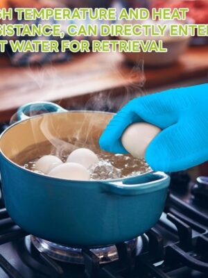 Pannenlap - Siliconen - Set van 2 stuks - Warmtebestendig - Hittebestendig - Ovenwanten - Ovenhandschoenen - Keuken - BBQ - Anti-verbrandingshandschoenen - antislip rubber - hoge temperatuur - anti-hete handschoenen - Blauw - Afbeelding 4