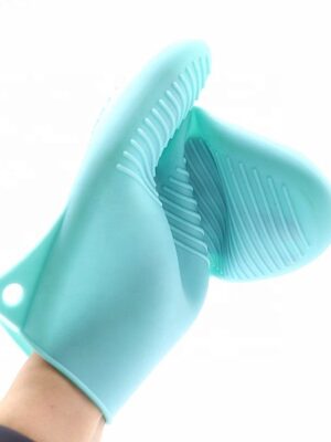 Pannenlap - Siliconen - Set van 2 stuks - Warmtebestendig - Hittebestendig - Ovenwanten - Ovenhandschoenen - Keuken - BBQ - Anti-verbrandingshandschoenen - antislip rubber - hoge temperatuur - anti-hete handschoenen - Blauw - Afbeelding 8