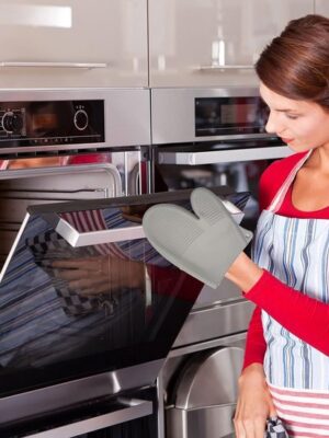 Pannenlap - Siliconen - Set van 2 stuks - Warmtebestendig - Hittebestendig - Ovenwanten - Ovenhandschoenen - Keuken - BBQ - Anti-verbrandingshandschoenen - antislip rubber - hoge temperatuur - anti-hete handschoenen - Grijs - Afbeelding 3