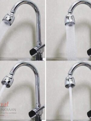 Borvat® - Draaibare douche perlator - Voor keukenkraan - Kraan kop zilver - Waterbesparende kraankop - Krachtige kraankop - roterende sproeikop - 360 graden - Kraan opzetstuk - 2 Stuks - Afbeelding 8