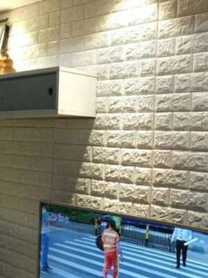 Zelfklevende 3D Stenen Muursticker - Zelfklevend Behang - Plaktegels - Waterafstotend - Voor Keuken, Toilet En Badkamer - 10 Stuks - Wit - Afbeelding 3