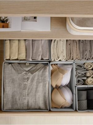 Lade Organizer Set – 6-delig – Opbergvakken ondergoed sokken – Voor Ondergoed, Sokken en Accessoires – Opvouwbaar – Organizer kledingkast – Opvouwbare opbergbox kleding – Grijs - Afbeelding 5