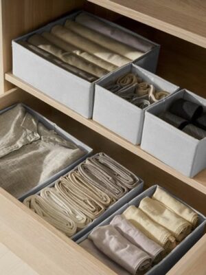 Lade Organizer Set – 6-delig – Opbergvakken ondergoed sokken – Voor Ondergoed, Sokken en Accessoires – Opvouwbaar – Organizer kledingkast – Opvouwbare opbergbox kleding – Grijs - Afbeelding 7