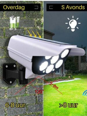 Up / Dummy Camera / Buitenverlichting / 77 Led / Solar / Bewegingssensor / Beveiliging / Draadloos / Buiten / IP65 Waterdichte Lamp / 3 Modus Voor Thuis Tuin - Afbeelding 3