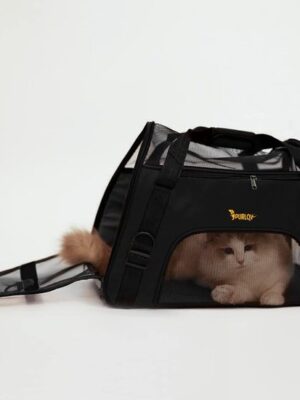 Draagtas Hond Kat - Huisdier reistas - dierenvervoer tas - Dieren Transporttas met Ventilatie - Verstevigd - Schouderriem & Handvat - Tot 8kg - Zwart - Afbeelding 3