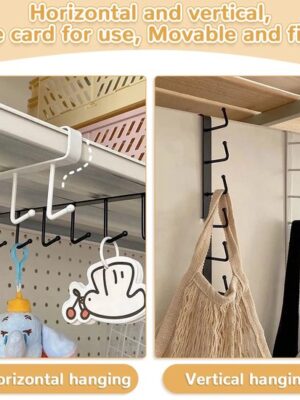 2 Stuks - Keuken Opbergrek - Ophangrek - Ophanghaken - bekerrek - Keukenrail - Mokkenrek - Handdoekhouder - kopjesrek - Keukenkast organizer - Zwart - Afbeelding 4