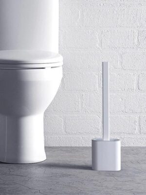 Flexibele siliconen WC borstel met houder - Hygiënische toiletborstel met ophangsysteem / wandmontage - Duurzaam en antibacterieel – Wit - Afbeelding 6