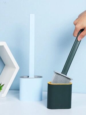 Flexibele siliconen WC borstel met houder - Hygiënische toiletborstel met ophangsysteem / wandmontage - Duurzaam en antibacterieel – Wit - Afbeelding 7