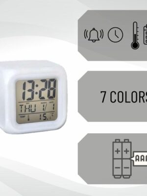 Orange85 Digitale klok - 7 kleuren LED - Wekker - Temperatuur - Slaapkamer - Datum - Alarm - Afbeelding 3