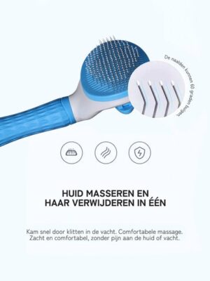 Lorell Pet Company Kattenborstel/Hondenborstel - Borstel voor langharig/kortharig -Hondenhaar en Kattenhaar Verwijderaar - Blauw - Afbeelding 4