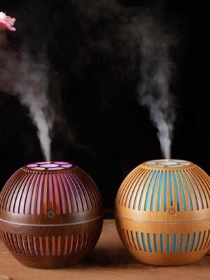 Borvat® | Luchtbevochtiger | Humidifier 300ML | Vernevelaar | Waterverdamper | 7 kleuren LED | Lichtbruin - Afbeelding 4