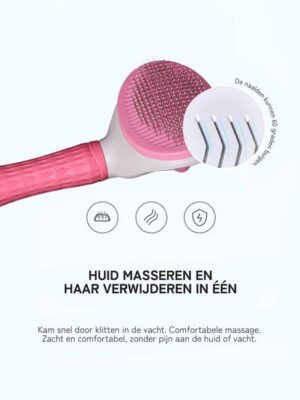 Lorell Pet Company Kattenborstel/Hondenborstel - Borstel voor langharig/kortharig -Hondenhaar en Kattenhaar Verwijderaar - Roze - Afbeelding 3